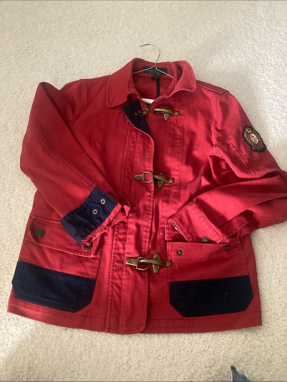 Ralph Lauren Red Jean Jacket with Navy Accents